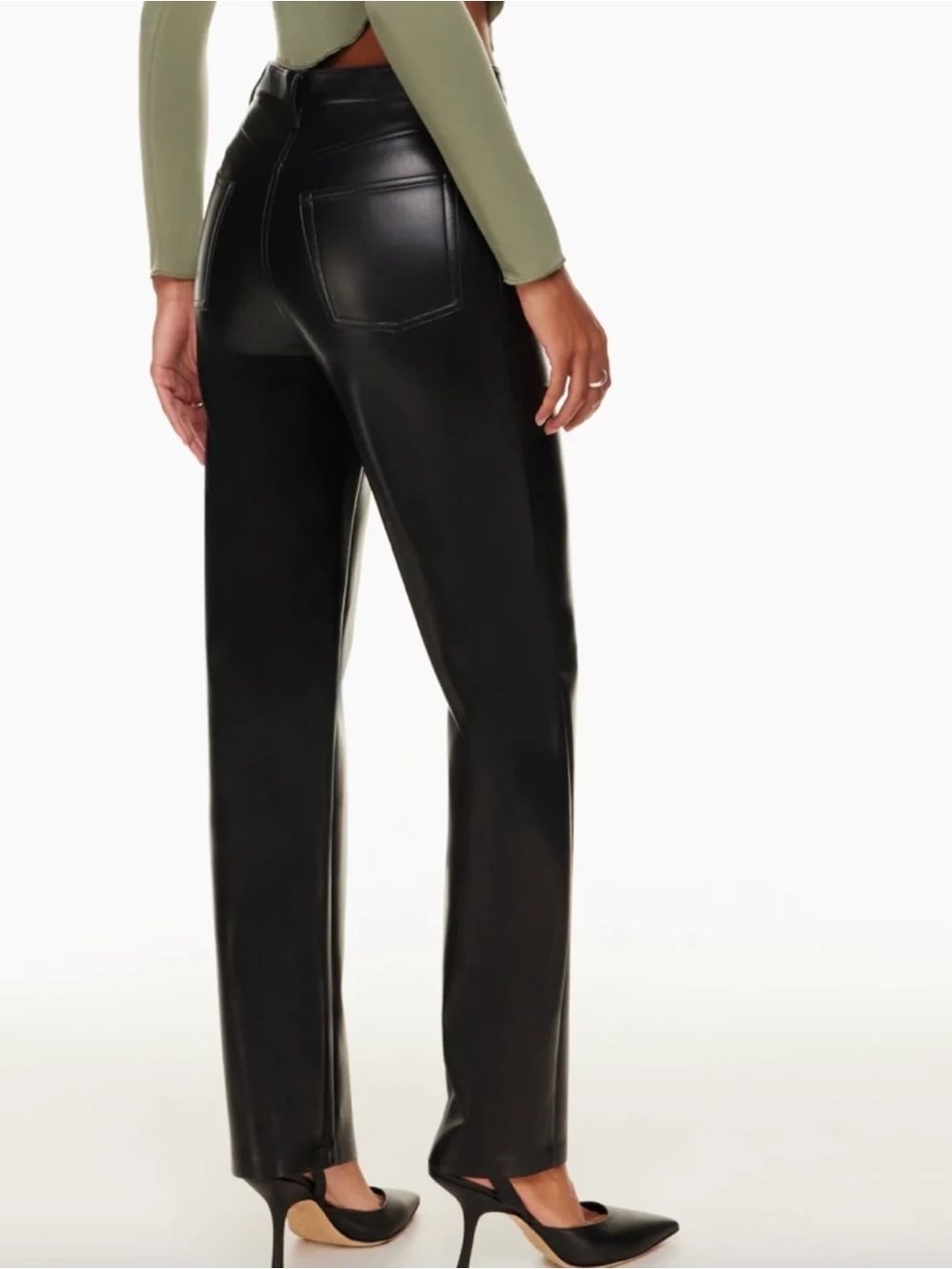 Wilfred Black ARITZIA Faux-Leather Straight Leg Pants
